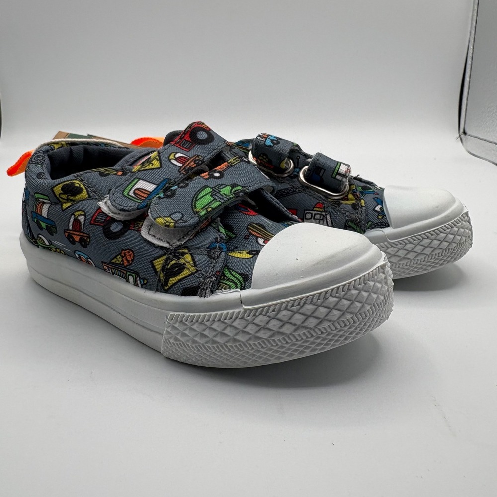 Lone‎ Cone Toddler Boys Canvas Sneakers Gray Transportation Cars Trucks Size 5T